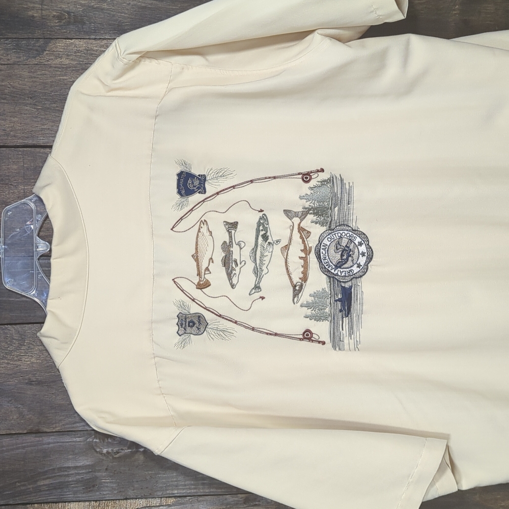 Amazing embroidered Field & Stream fishing camp shirt XL, so nice!
